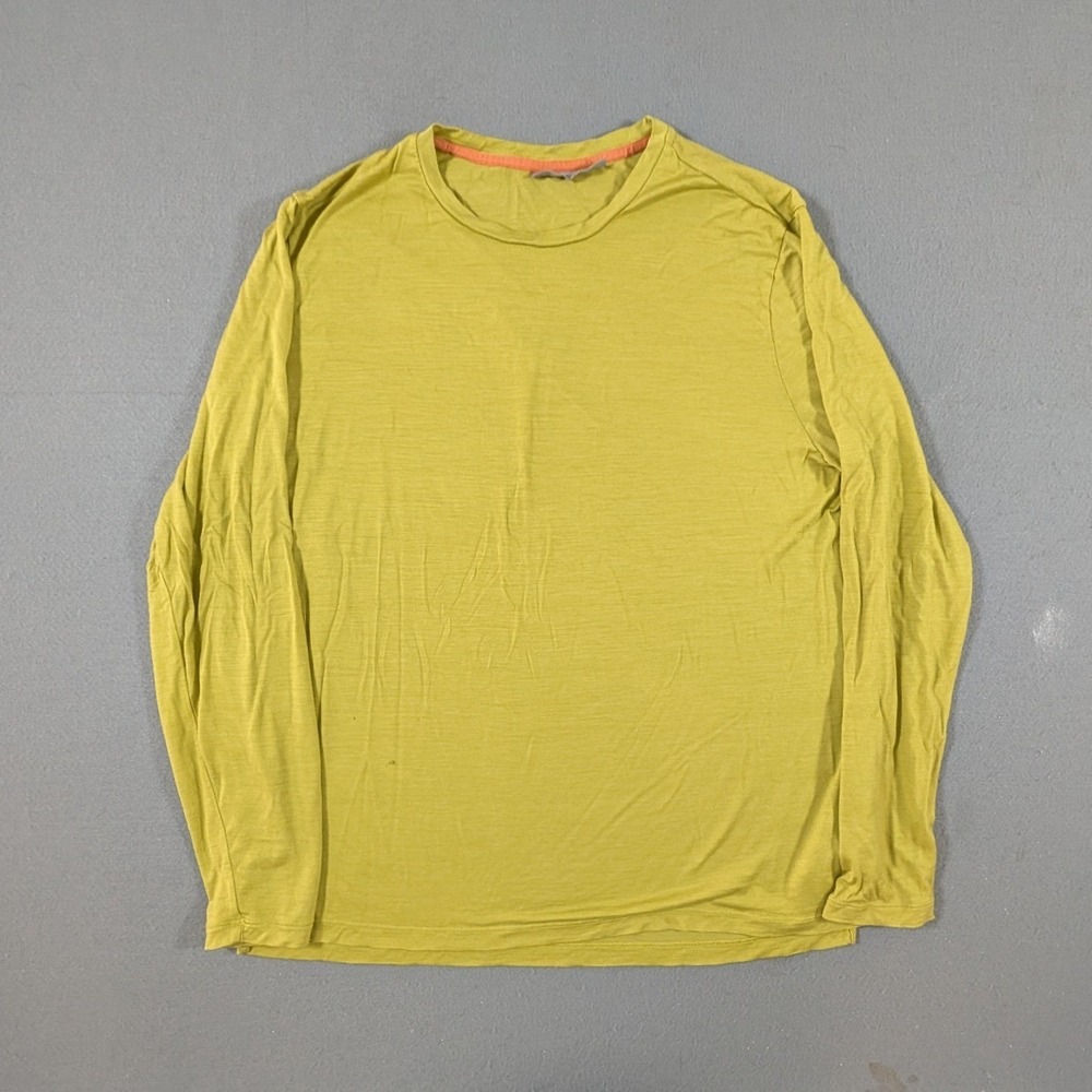 Icebreaker Cool-Lite Long Sleeve Shirt Mens Large Merino Wool Lyocell Yellow